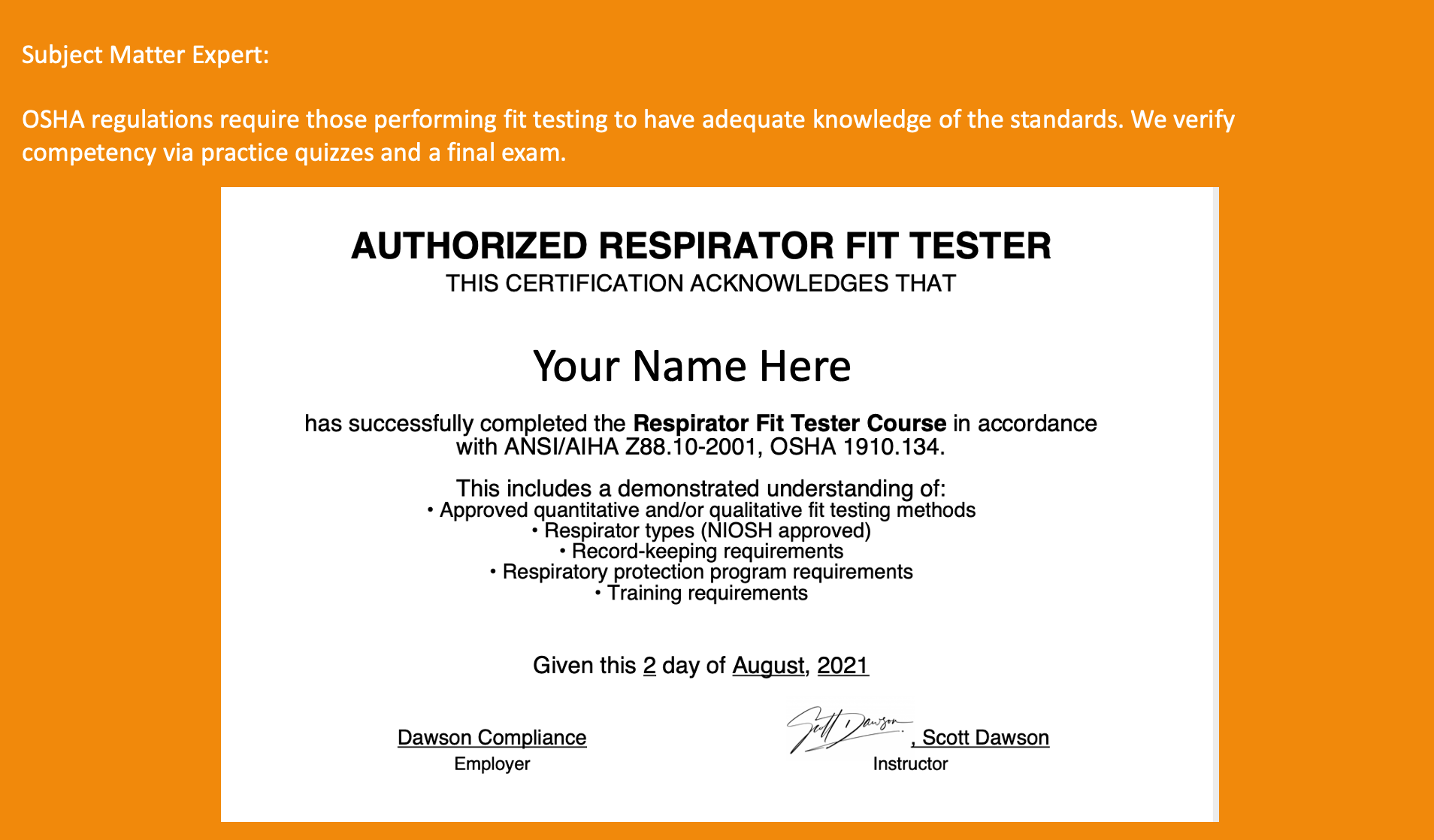 Respirator Medical Evaluation and Fit Tester Training